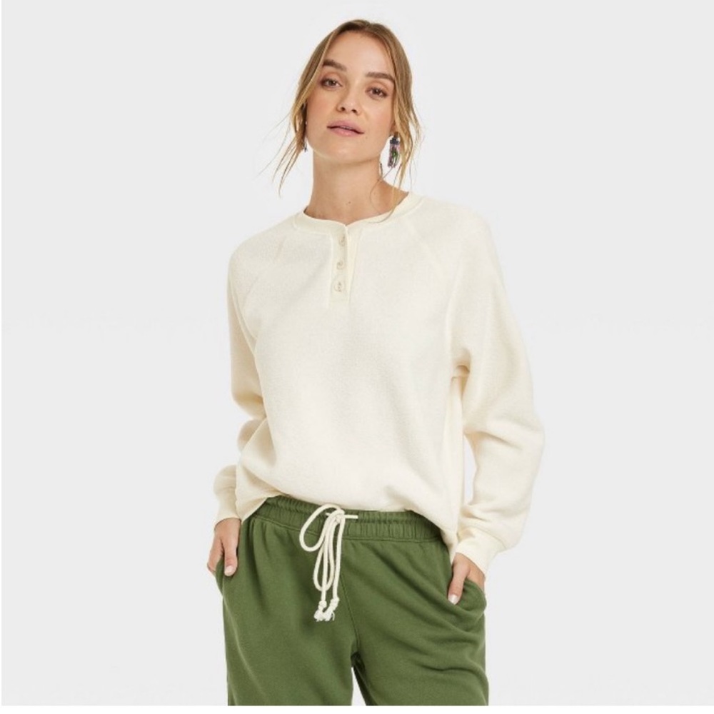 Universal Thread Long Sleeve Sherpa Henley Shirt size L